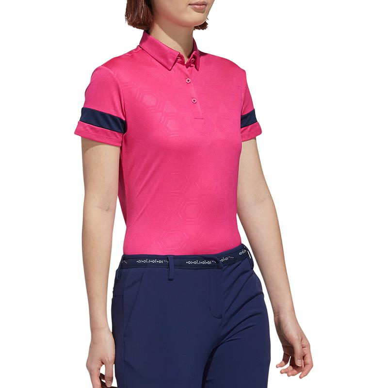 Adidas Color Block Ribbed Sports Polo Shirt Women tops Pink FJ2438