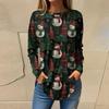 Tee Shirts For Women Casual Round Neck Long Sleeve Shirts Christmas Printing Top Pullover