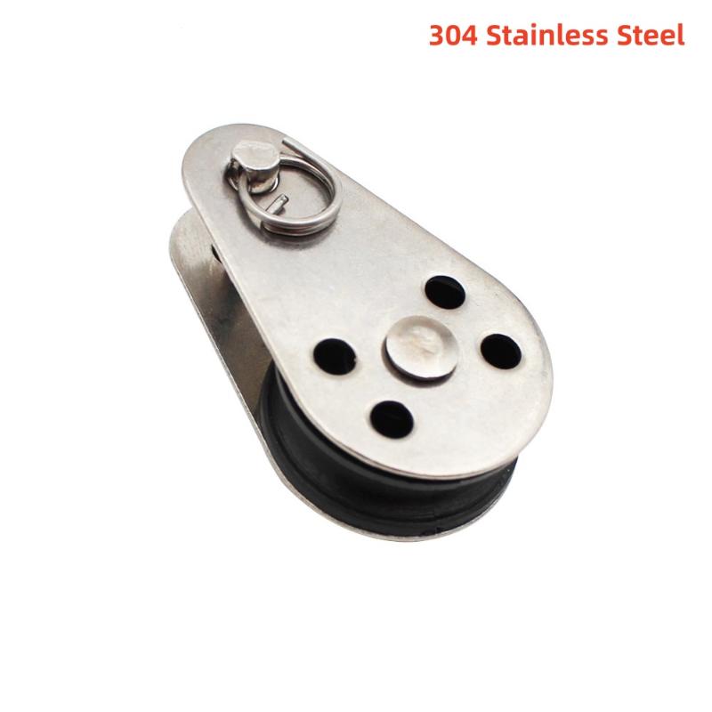 1Pcs 45Mm Blocks Rope Pulley 304/316 Stainless Steel Pulley Nylon Sheave Single Lashing Eye For 2Mm To 8Mm Rope