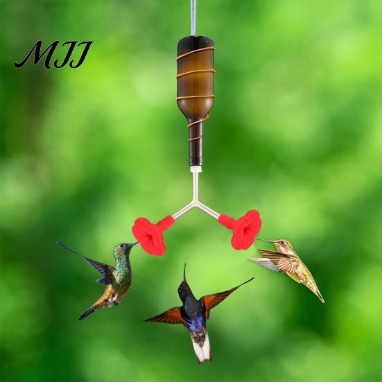 Elastic Hummingbird Feeder Nozzle 4PCS Replacement Parts, Simulated Red Flowers Shape, Universal Bright Attractor Fit Silicone Waterproof Bird