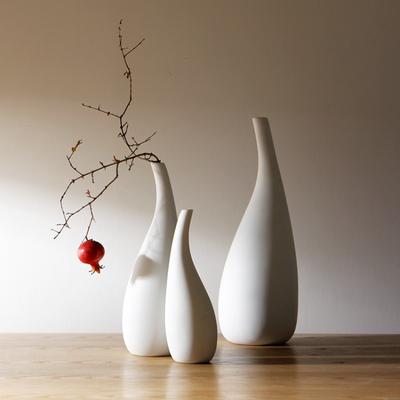 1 Pc Graceful White Ceramic Vase Flower Container Tabletop Home Tabletop Decorative Flowerware Living Room Decor