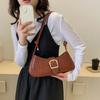 Vintage Halbmond-Achseltasche Große Kapazität Handtasche PU-Leder Umhängetasche Französischer Stil Ste-Muster Rechteckige Achseltasche