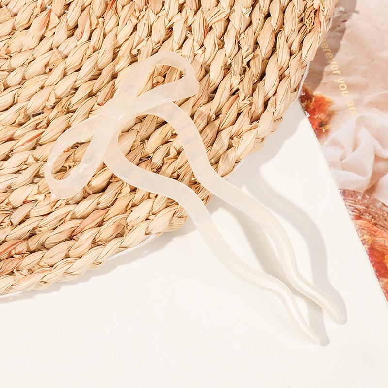 U-Shaped Bow Hair Stick  Acrylic Hairpin  Hair Clip Comb Bun Sweet Headwear Women Hairstyle Girls Hair Accessories