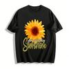 You Are My Sunshine Sunflower Print Casual Crew Neck T-Shirt Pure Cotton T-shirt