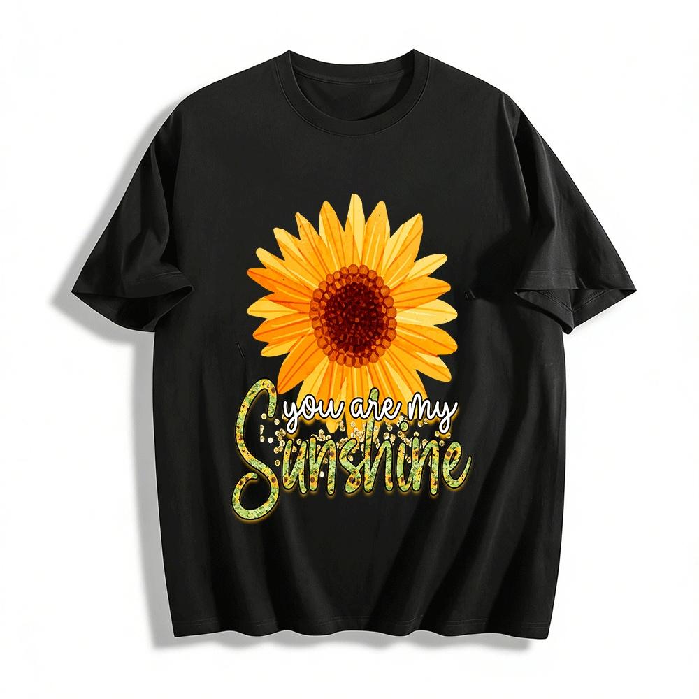 You Are My Sunshine Sunflower Print Casual Crew Neck T-Shirt Pure cotton T-shirt XXS
