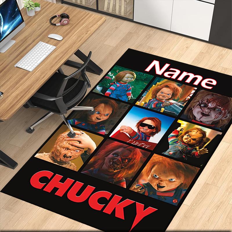 Benutzerdefinierter Name Halloween Horror Bedruckter Teppich, für Bürostuhl Wohnzimmer Schlafzimmer Küchenraum Dekor Geschenke.