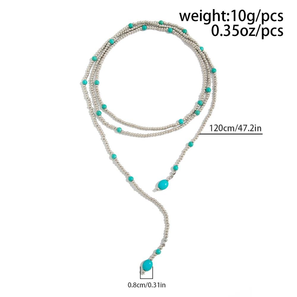 Personality Fashion Long CCB Imitation Pearls Beaded Multi-layer Fold Wear Necklace for Women Hip-hop Trend Collar Chain Jewelry