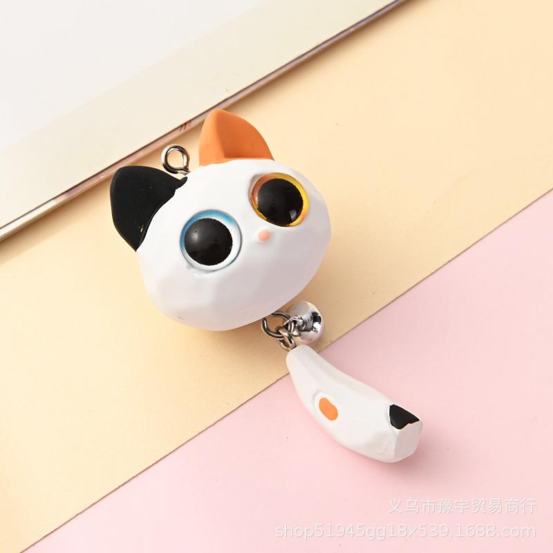 Cute 3D Big Eye Cat Resin Keychain Couple Car Bag Pendant Creative Doll Gift