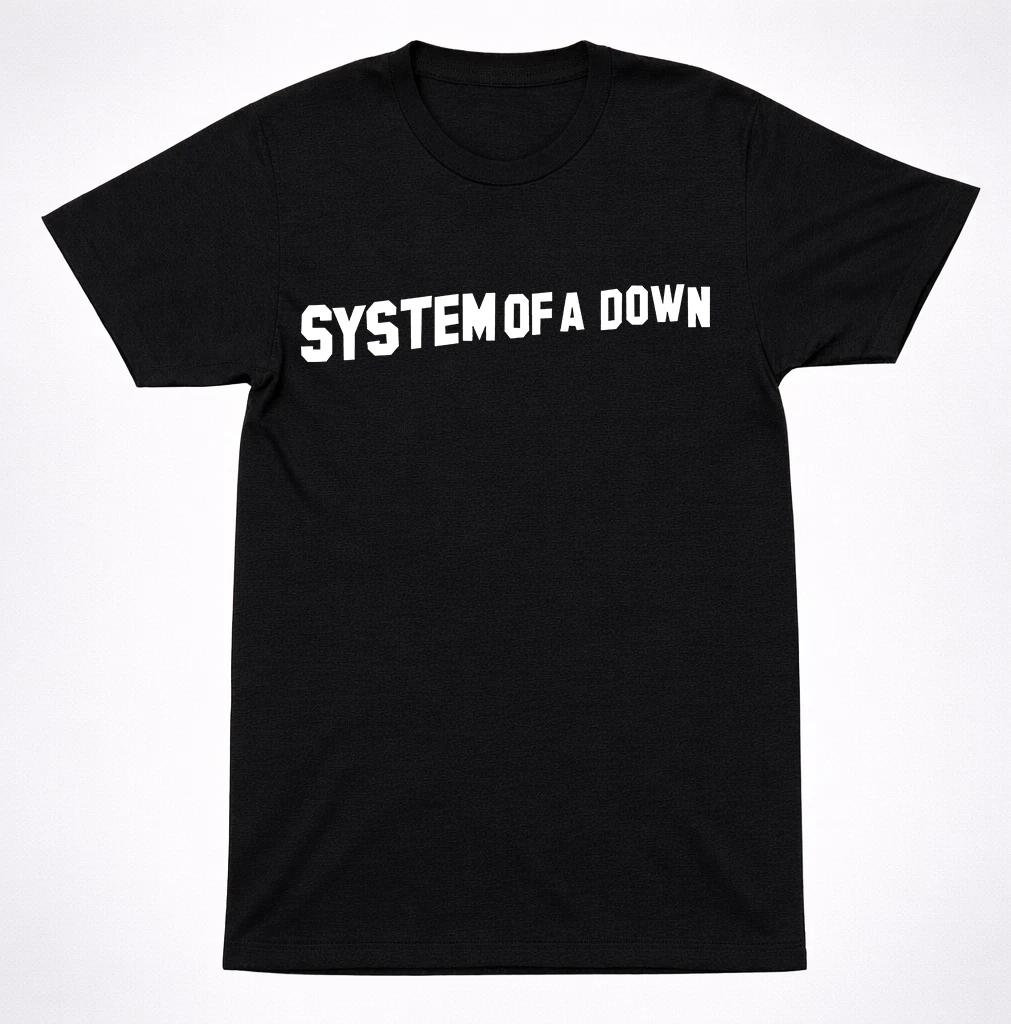 System of a Down Логотип Заглавными Буквами Альтернативная Метал-группа Футболка Черная L