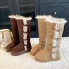 Metal Buckle Platform Snow Boots Winter New Round Head Bull Suede Platform Tall Shoes
