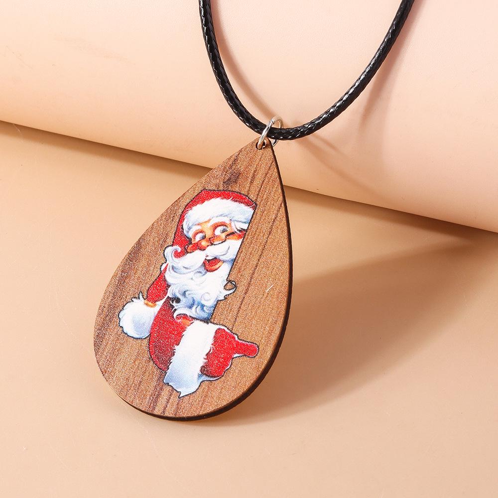 

Европейское и американское рождественское ожерелье-капля из кожи с дизайном оленя и елки