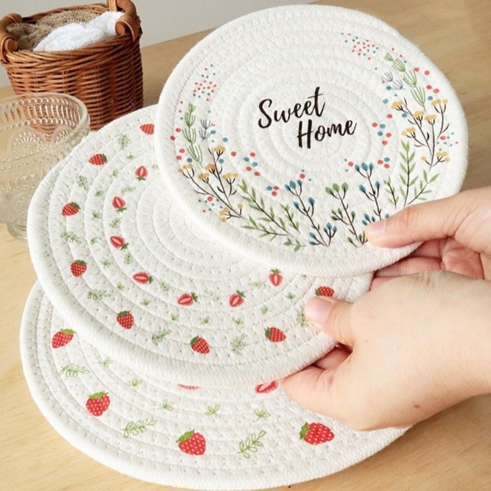 Heat Insulation Coffee Cup Mats Strawberry Pot Pad Table Mats Round Dining Mat Table Decoration