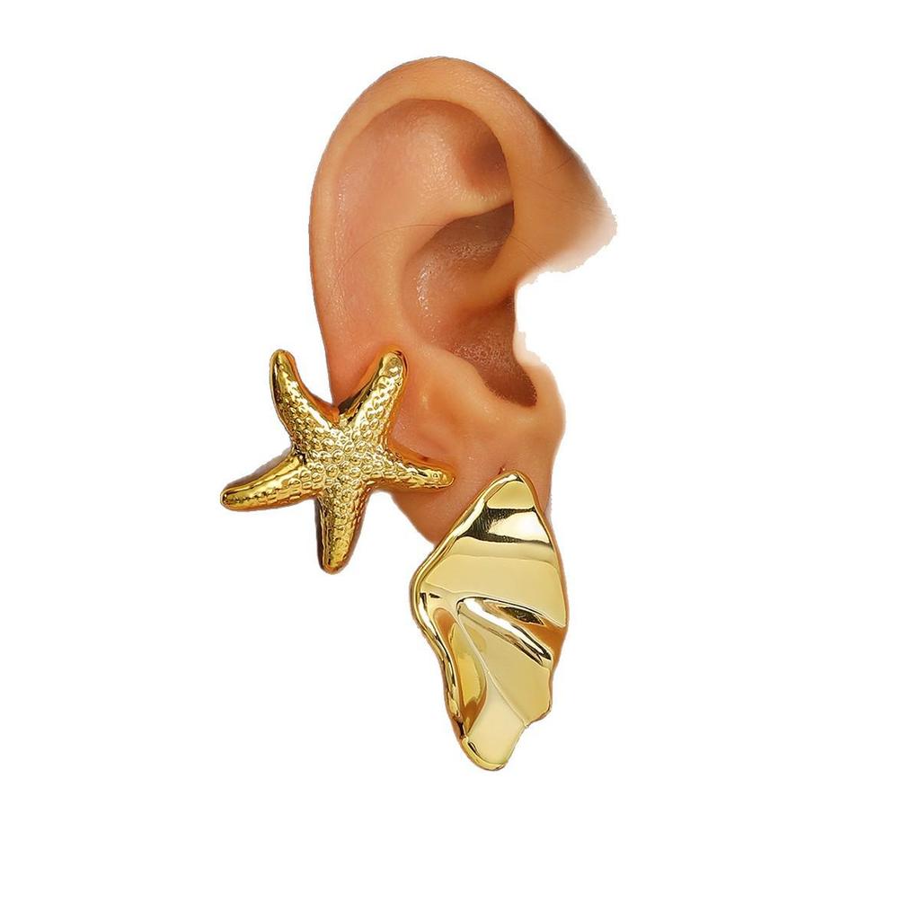 Retro Minimalist Starfish Heart 3-Piece Earring Set – Versatile Fashion CCB Hollow Design