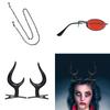Monocular Glasses with Chain Devil Horns Hair Clips Monocle Sunglasses Alastor Costume Accessories for Halloween Cosplay F0S4