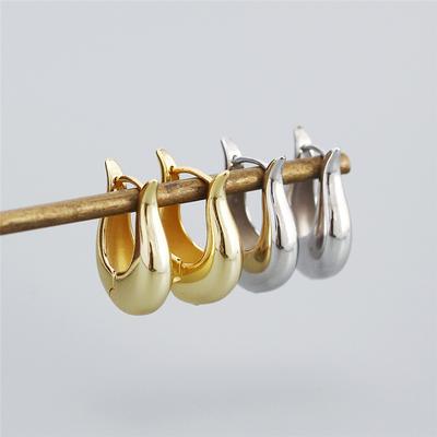 Vintage Vergoldete Glatte Metallohrringe Für Damen Glänzende Französische Ohrringe Luxus Mode Statement Schmuck Party Geschenk