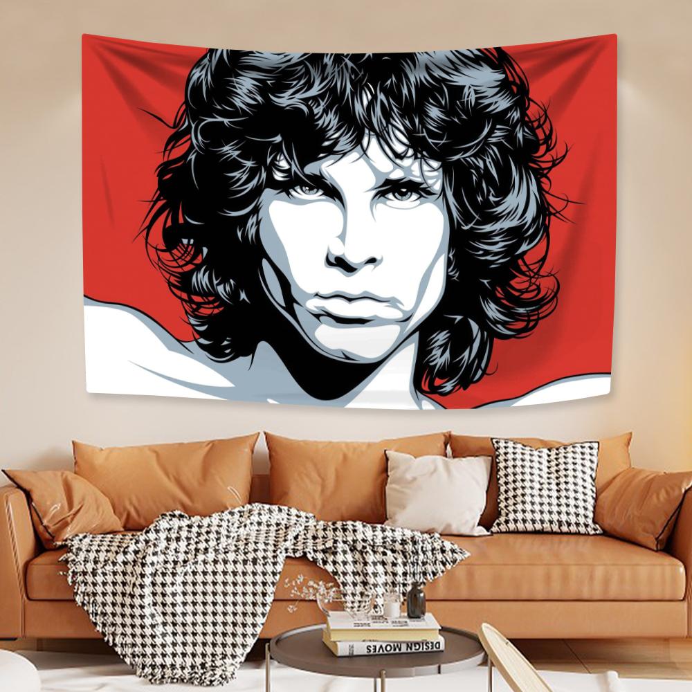 

American Rock Singer Jim Tapestry Morrisons Home Decoration Wall Hanging Carpets Dormitory Party Background Cloth Concert Decor 29x37in