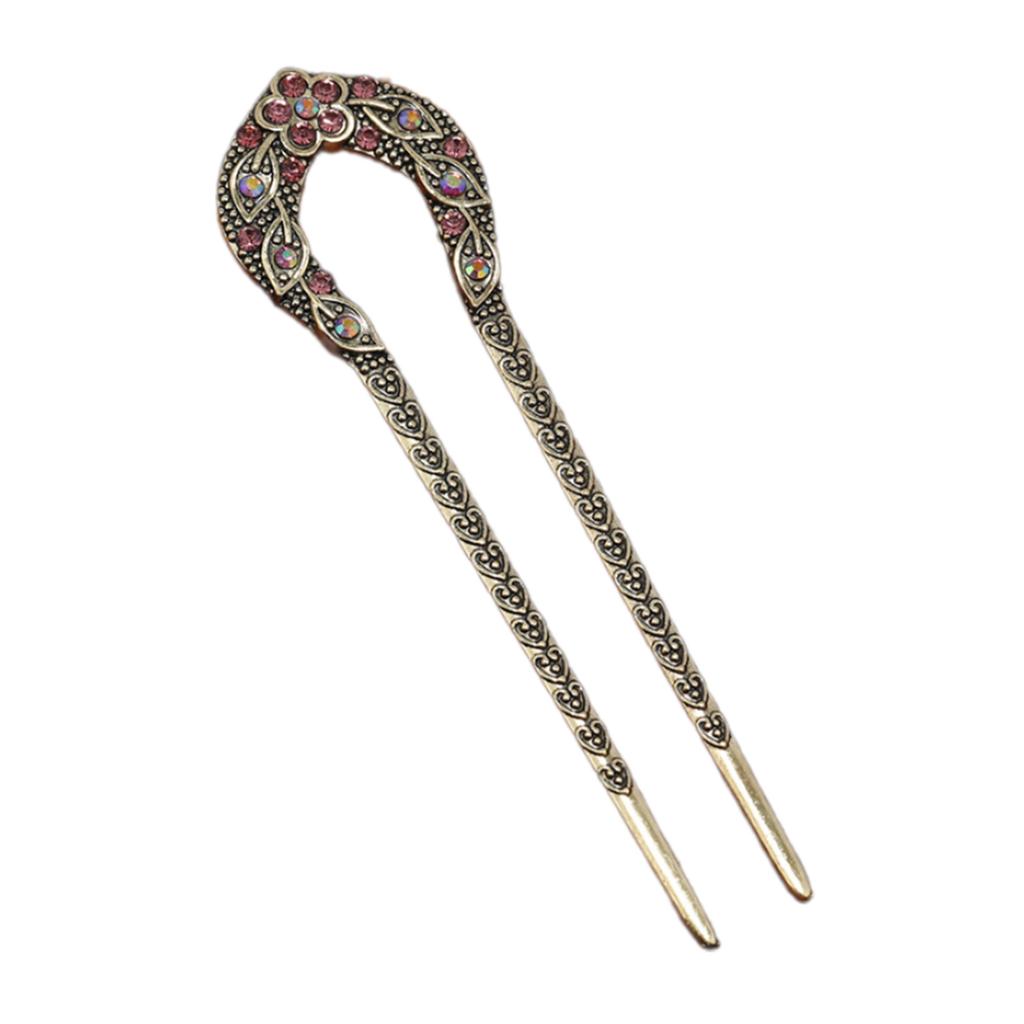 Elegant Leaf Hair Stick with Crystal Filigree Buyao for Women Girl Buyao for Traditional Headpieces Hair Jewelry