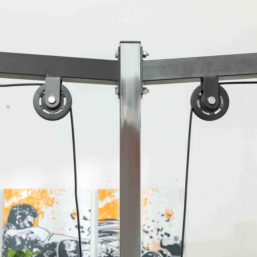 Weight Training Station Cable Pull Station Squat Rack Cable Cross-Over Bar 210 X 132 X 225 Cm Black