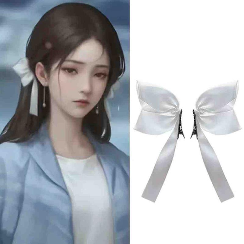 2 Peças Preto Branco Fita Presilhas de Cabelo Vintage Laço Lateral Grampo de Cabelo Fofo Menina Presilhas Acessórios de Cabelo para Mulheres