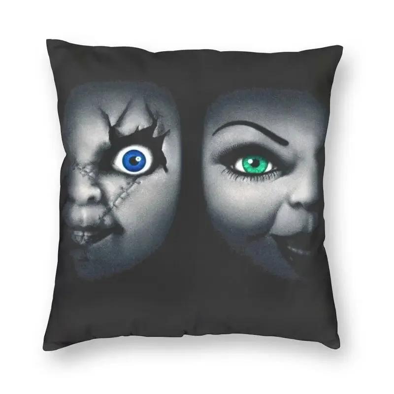 Kissenbezug „Chucky und die Braut“, 40 x 40 cm, Halloween, Kinderspiel-Kissenbezug, Samt, moderne Kissen, Dekoration, Salon, Heimdekoration