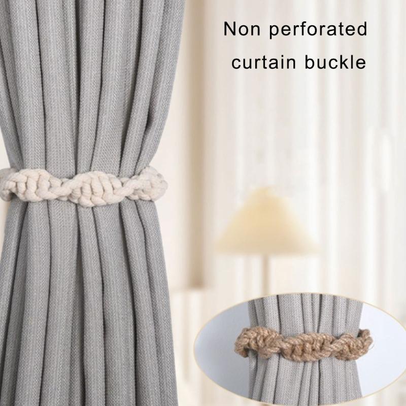 Bohemian Twist Curtain Buckle Holdbacks, 8Pack Jutes Twines Tie Backs for Light Filtering Drapes