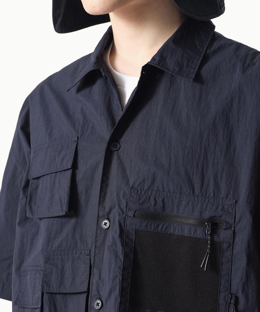 MUSINSA STANDARD [City Leisure] Cn Oversized Multi-Pocket Short Sleeve Shirt [Navy]