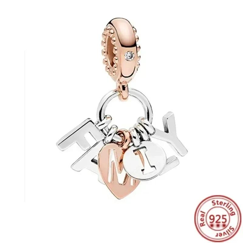 Fine Jewelry Rose Gold Family Tree Animal Mother Flower Original Copper Beads Charms For Necklace Diy Bracelet Women Gift