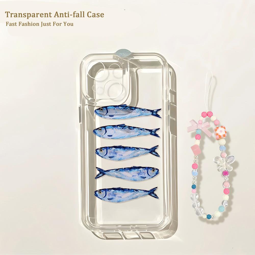 Fisch Sardinen mit Armband Handyhülle für Samsung Galaxy A55 A35 A25 A15 A05s A54 A24 A14 A06 A13 A53 A33 A23 4G 5G Rückseite