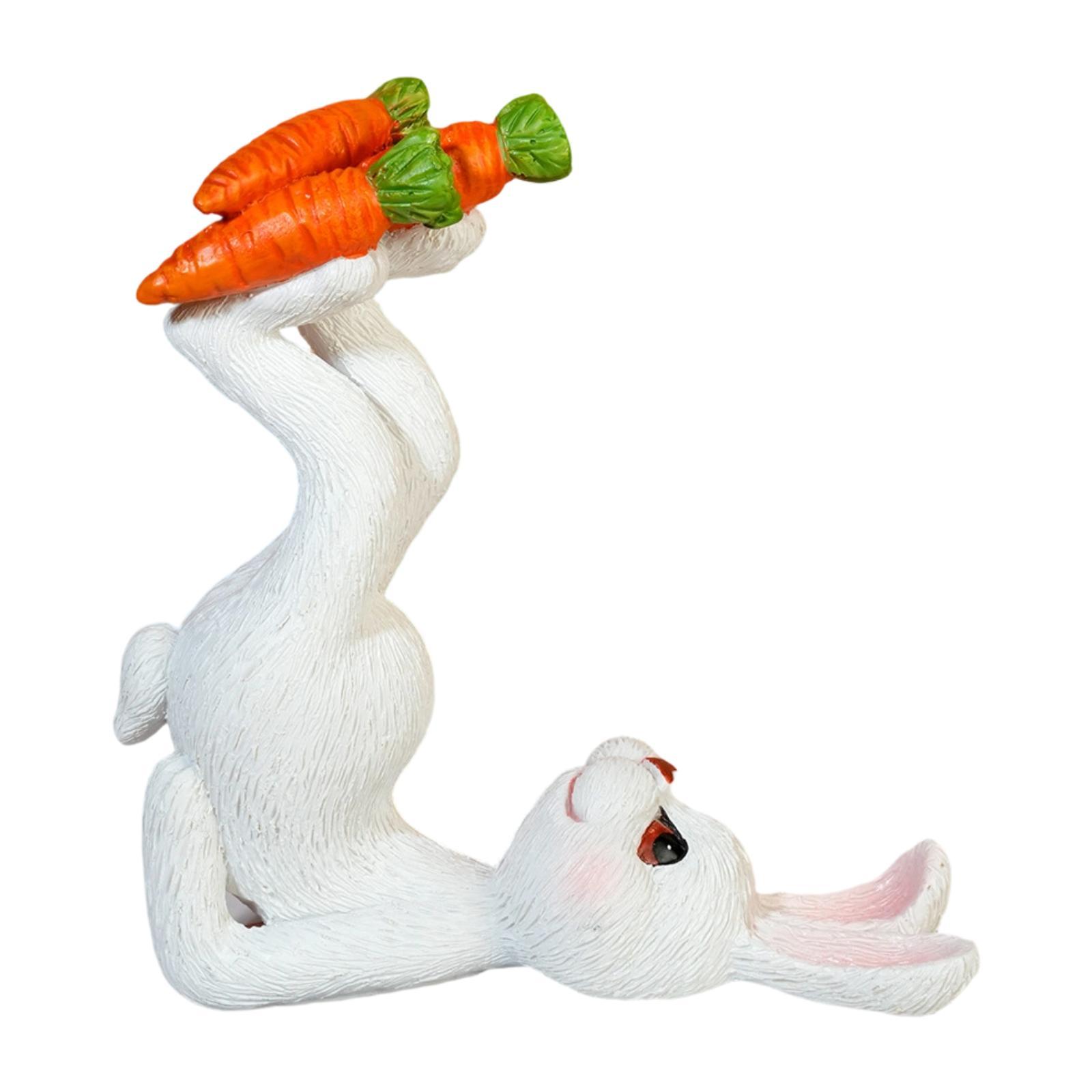 

Resin Bunny Figurine Desktop Ornament Decorative Juggling Spring Decor Animal Sculpture for Living Room Mantle Tabletop Shelf білий