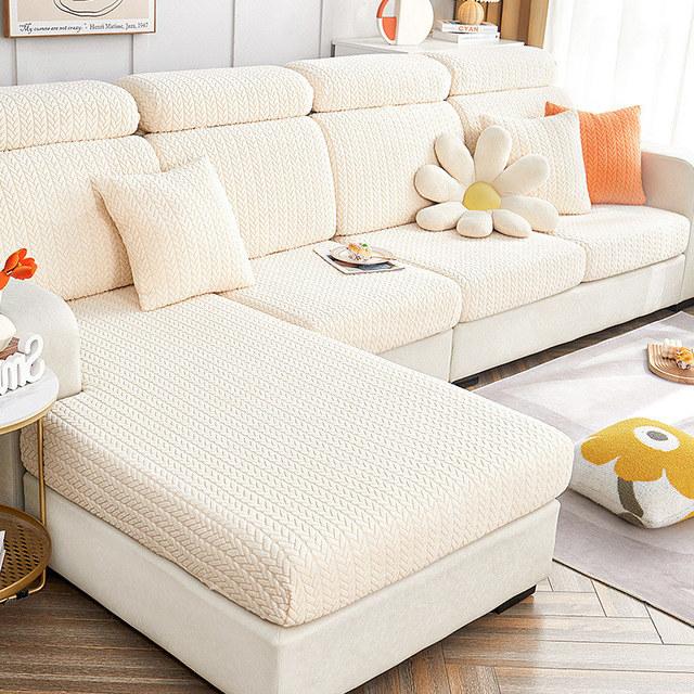 Stretch Sofa Seat Cushion Covers Velvet Jacquard Furniture Protector Couch Slipcover 3 Seater For Cats Dogs Non Slip