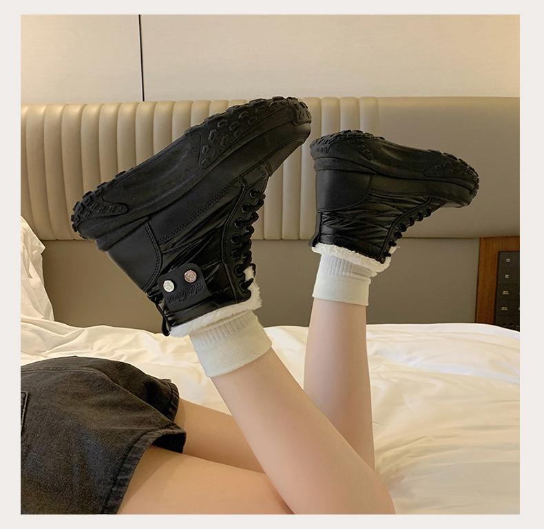 2024 Women's Plus Velvet High-Top Snow Boots: Korean Casual Warm Thick-Soled Cotton Shoes, Style P6011