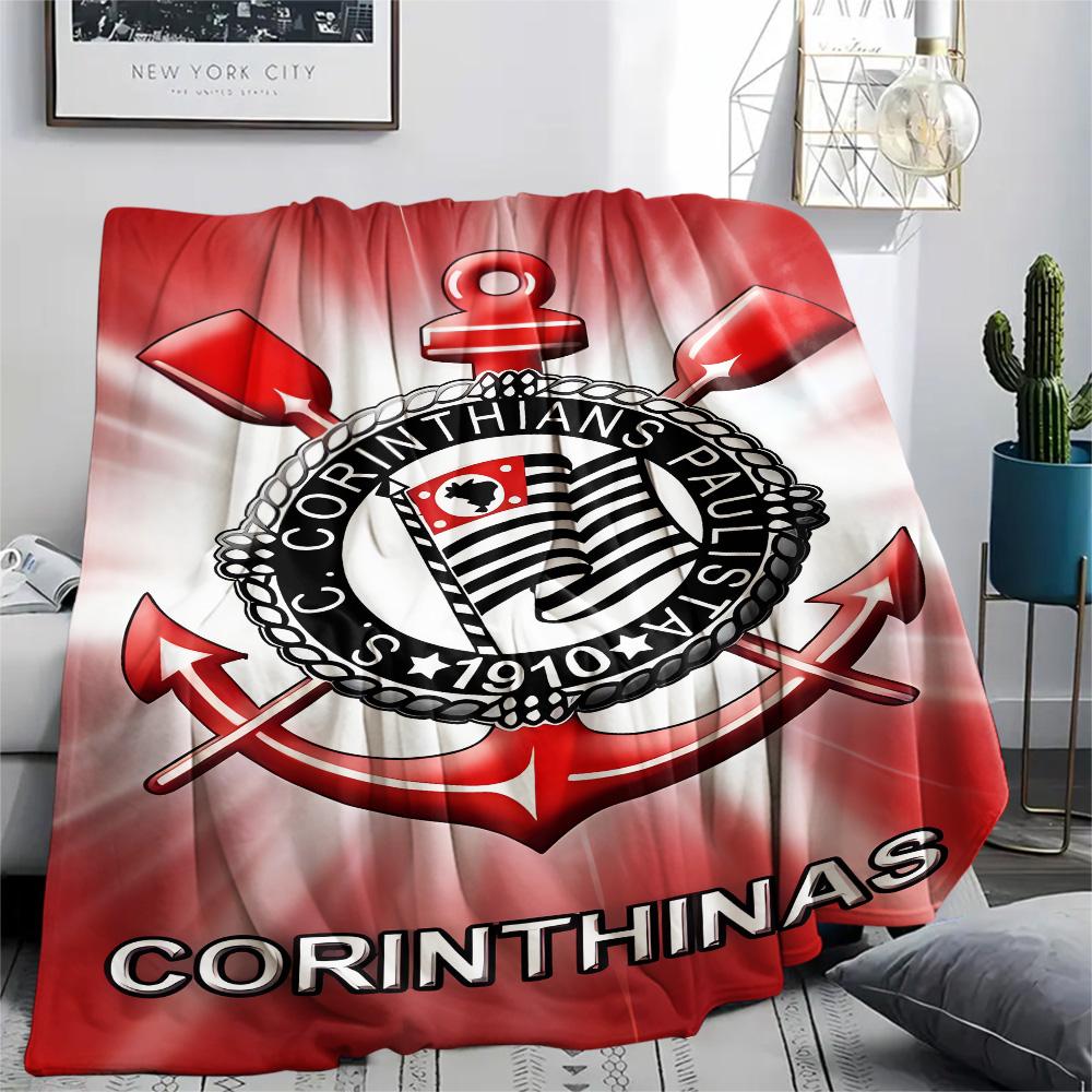 1 pièce Couverture en Flanelle Imprimée SC Corinthians Paulista Haute Qualité Chaude Confortable Couverture pour Toutes les Saisons Parfaite pour les Cadeaux Décoration de la Maison