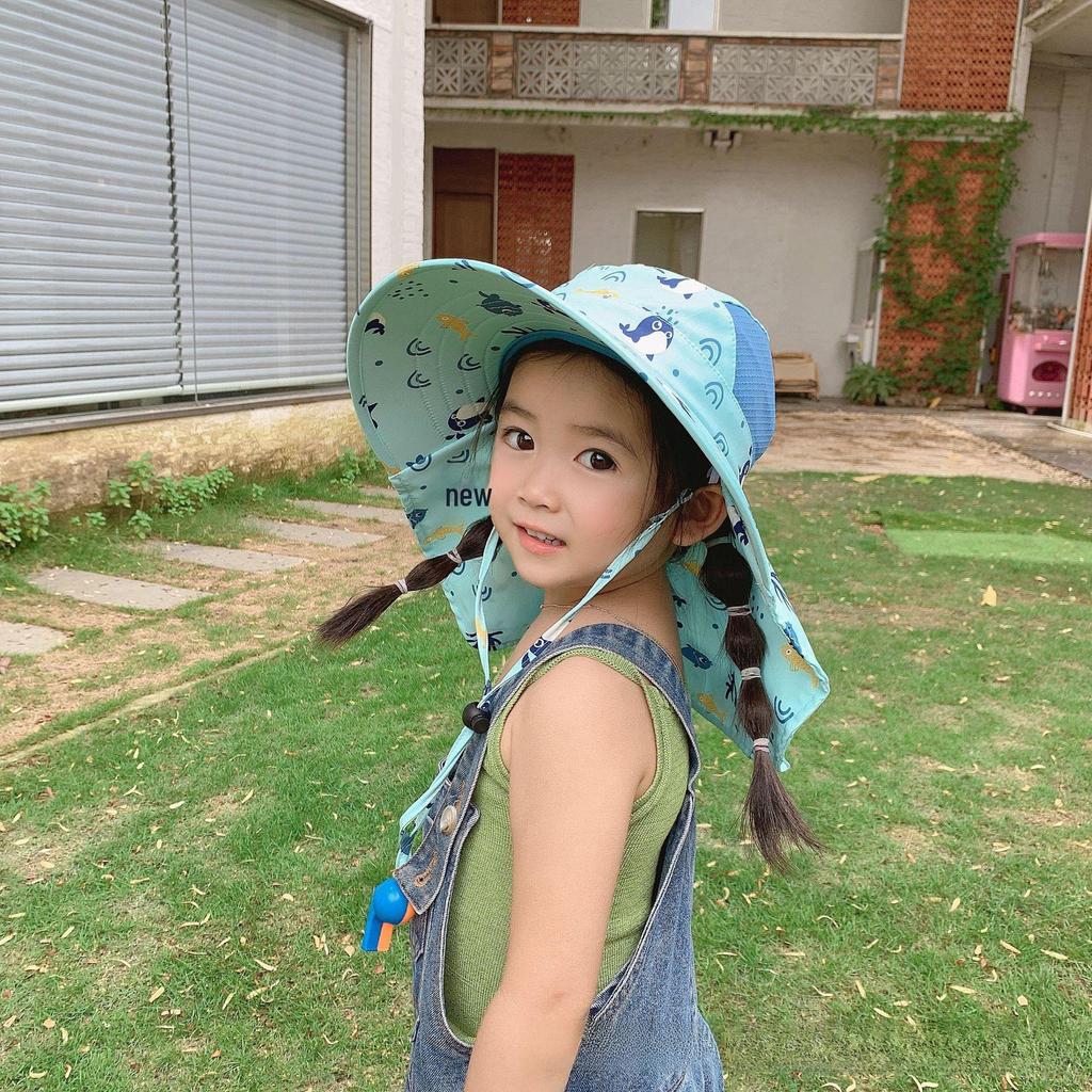 Dziecięcy kapelusz przeciwsłoneczny na lato: Ochrona UV, Uroczy design z szerokim rondem dla dziewczynek i chłopców