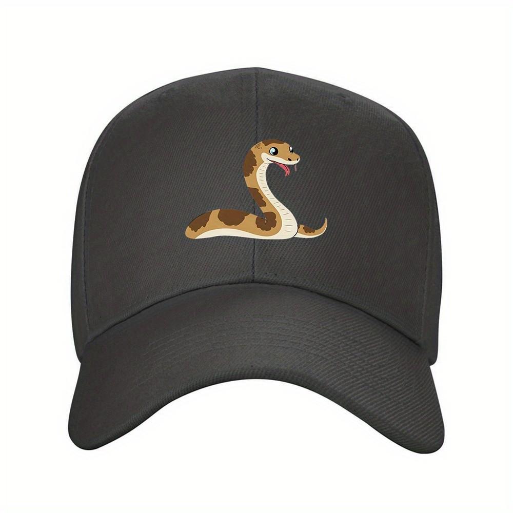 Cute Cartoon Snake Baseball Cap Unisex Adjustable Polyester Graphic Hat for Outdoor Casual Sports