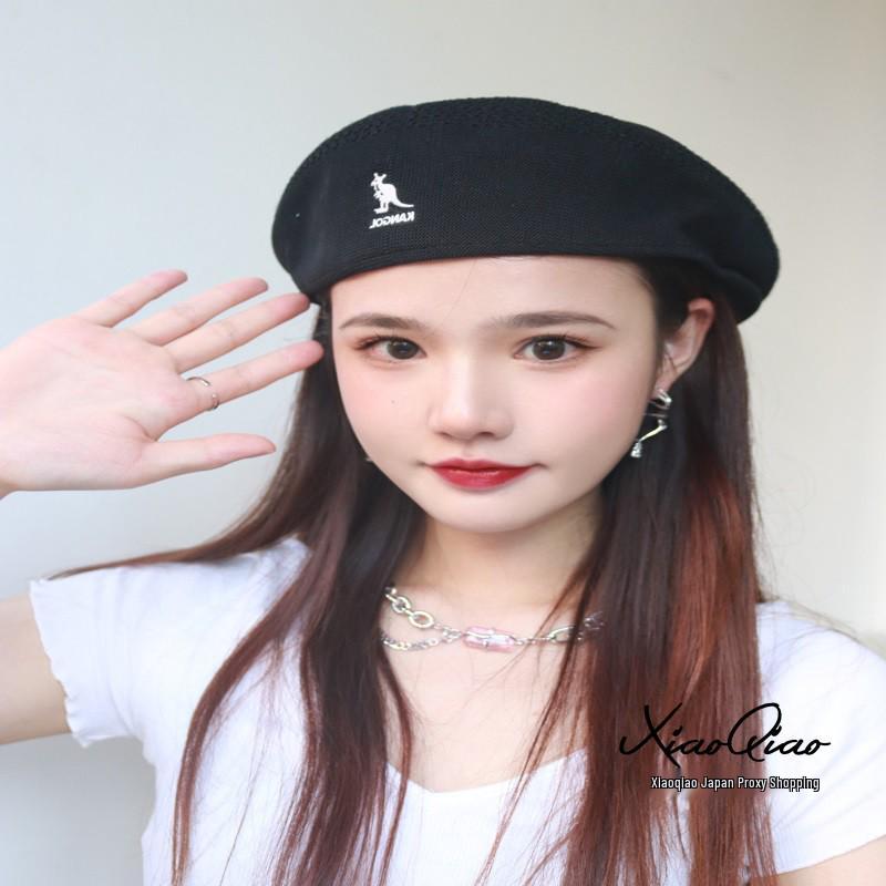 Korean Style Wool Beret with Kangaroo Embroidery - Trendy Newsboy Cap