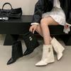 Europe and the United States 2025 New Slope Heel Trouser Boots Turn Over Trouser Boots Cigarette Tube Boots Fashion Women's Sleeve Boots Tide