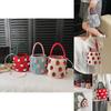 Cute Color Blocking Strawberry Pattern Women Knit Handbag For Daily Use