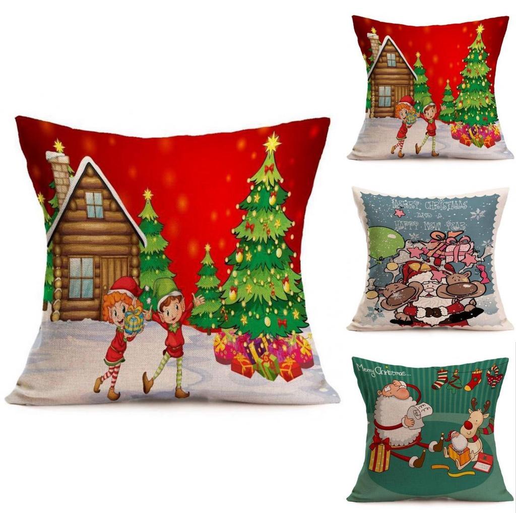 Vibrant Multicolor Christmas Santa Claus Cushion Cover Pillow Case For Stylish Car Decor