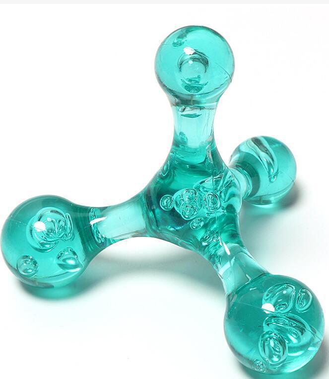 

Ручной массажер с роликами-колоннами - 5-рядный пластиковый инструмент для релаксации меридианов Four ball massager зелёный