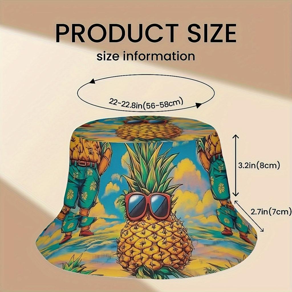A Stylish Fisherman Hat Featuring a Vibrant Pineapple Design Perfect for Both Men And Women Ideal for Outdoor Vacations