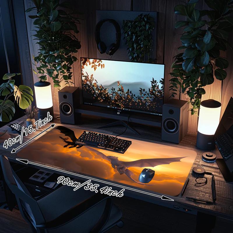 1Pc Dragon Flight Sunset Gaming Mouse Pad Keyboard Desk Mat Non-slip Rubber Lock Edge Waterproof Computer Mousepad for Office Home Decor S1461