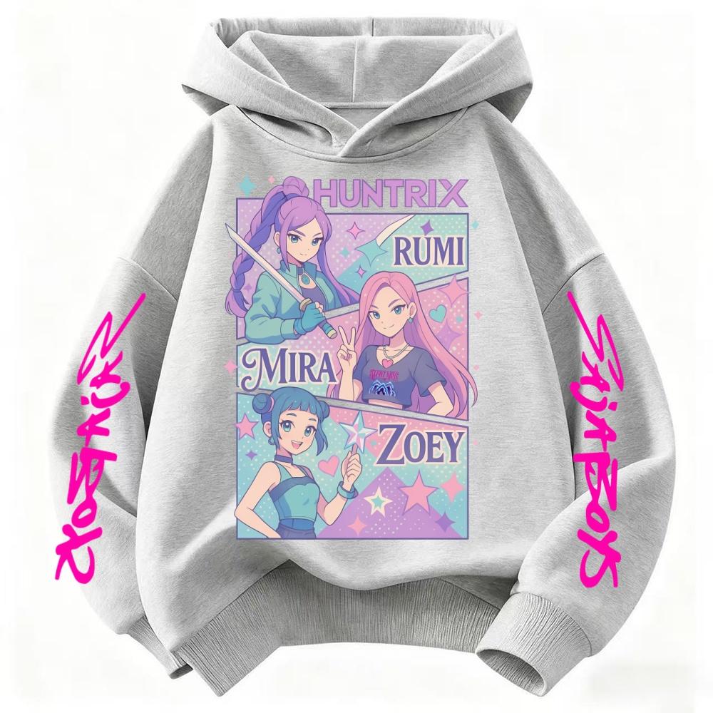 Kids Boys Girls Anime Clothes Kpop Demon Hunters Hoodie Casual Fashion Autumn Winter Warm Sweatshirt