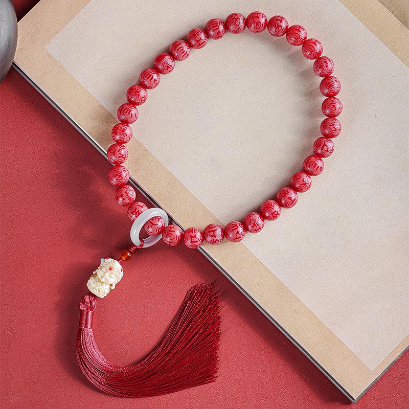 Bodhi Root Six-Character Mantra Beads: Women's Wrap-Around Bracelet for Prayer & Meditation.