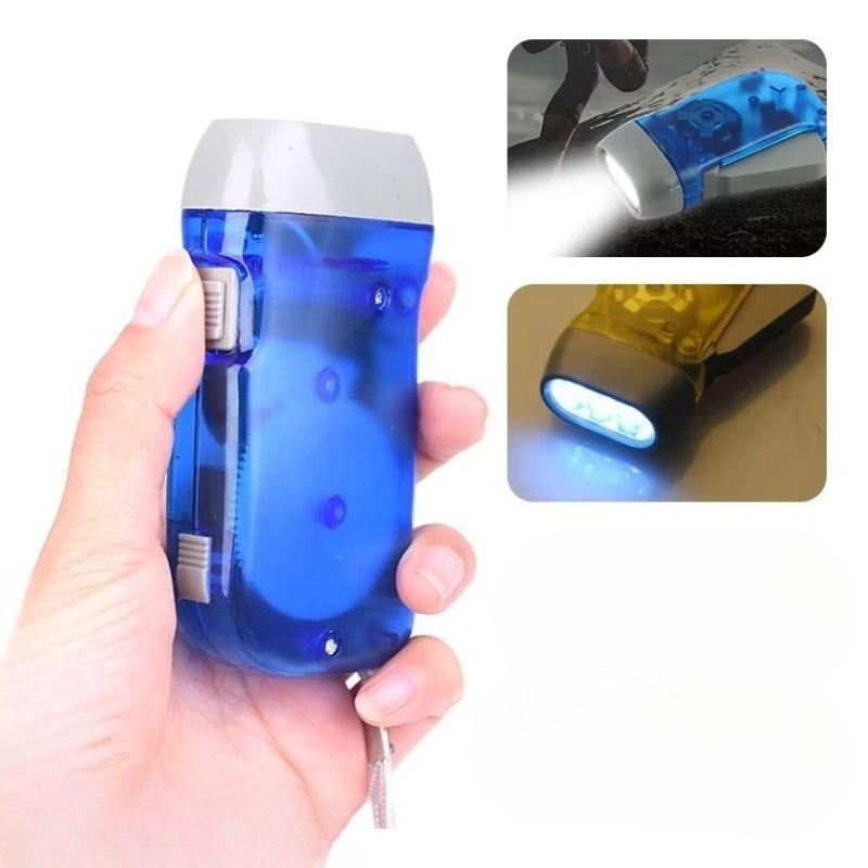 3 LED Dynamo Wind Up Flashlight Hand-pressing Crank NR No Battery Torch Camping Lamp Light for Outdoor Home Blue
