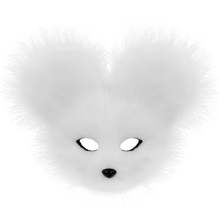 Faux Furs Mouse Mask Halloween Party Cosplay Costume Accessories Plush Mouse Half Face Mask for Carnival Masquerade белый