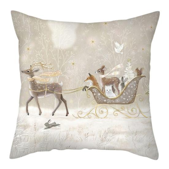 Throw Pillow Cover Xmas Theme Protective Single Side Printing Christmas Party Throw Cushion Cover Holiday Decoration Daily Use