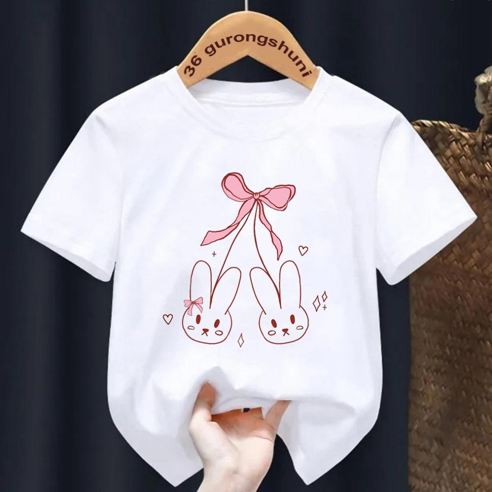 Fete de vară cu mânecă scurtă tricou copii top Toddler moda bowtie imprimare O-neck mânecă scurtă tricou copii haine de culoare bomboane