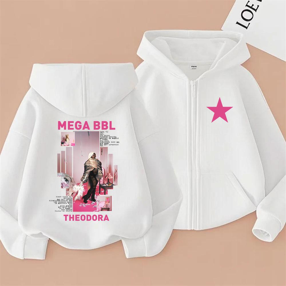 

Rapper Theodora Mega Bbl Album Zipper Hoodie Men Women Hip Hop Fashion Pop Music Streetwear Male Casual Vintage Zip Up Jacket S