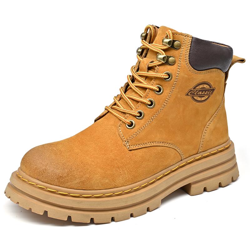 Bottes De Travail Homme Vintage Antidérapantes - Style Classique Hiver, Confortables Pour Randonnée Et Sécurité