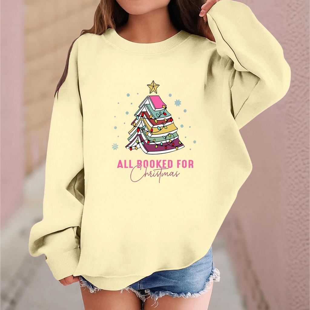 Children's Fashionable Casual Long-sleeved Loose Christmas Print Pullover Sweatshirt